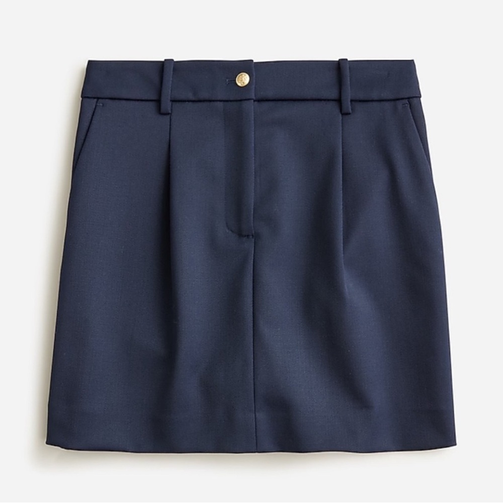 J Crew Collection Trouser Mini Skirt Wool Blend Navy Size 6